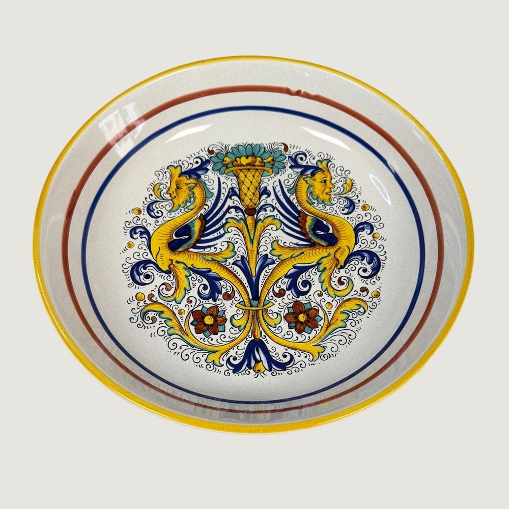 Ceramica Nova Deruta Italy Pasta Bowl 12" Raffaellesco Dragon Hand Painted Large